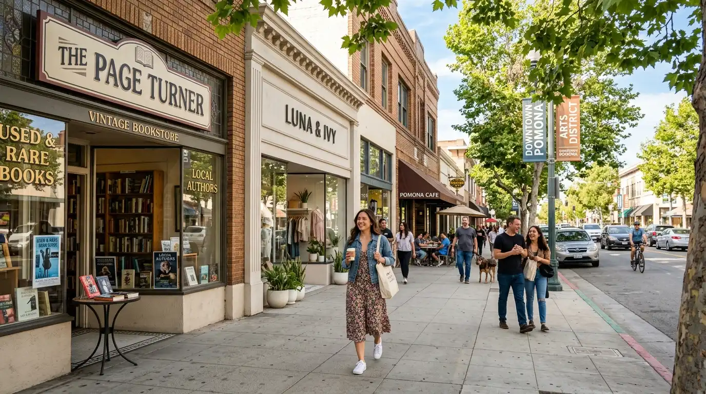 Downtown Pomona streets and local businesses